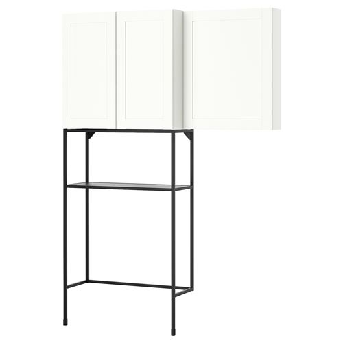 IKEA - ENHET, shelving combination for laundry room and bathroom, white/anthracite, 140x32x204 cm