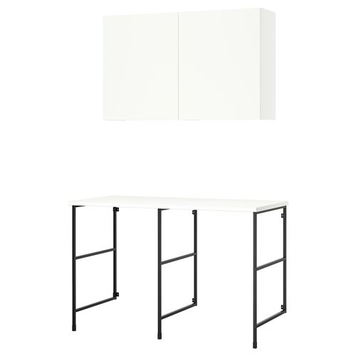 IKEA - ENHET, shelving combination for laundry room and bathroom, white/anthracite, 139x63.5x90.5 cm