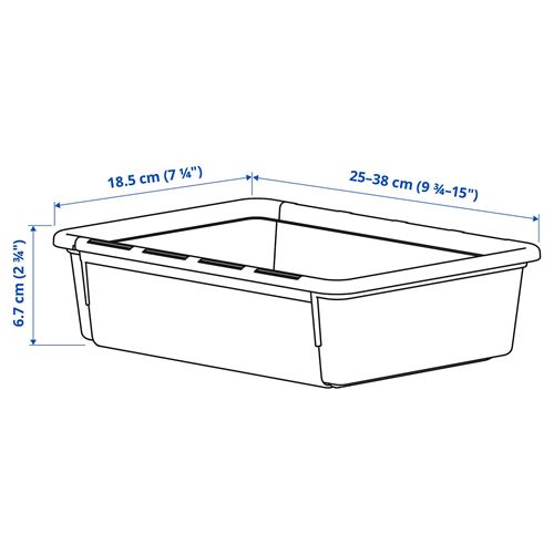 IKEA - KACKLA, growable box, white, 25-38x19 cm