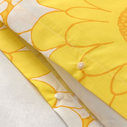 IKEA - KRANSMALVA, double quilt cover and 2 pillowcases, yellow, 240x220/50x60 cm