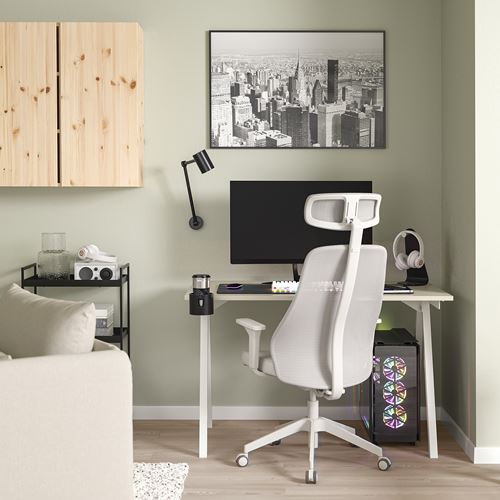 IKEA - TROTTEN/MATCHSPEL, gaming desk and chair, beige-white light grey