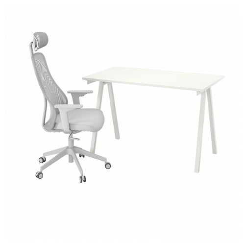 IKEA - TROTTEN/MATCHSPEL, gaming desk and chair, white/light grey