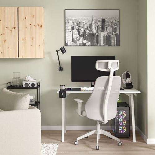 IKEA - TROTTEN/MATCHSPEL, gaming desk and chair, white/light grey