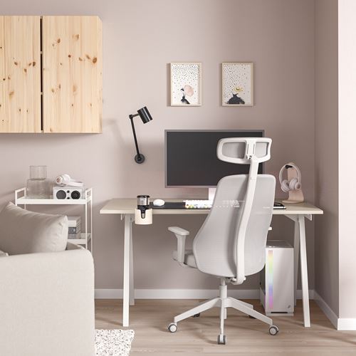 IKEA - TROTTEN/MATCHSPEL, gaming desk and chair, beige-white light grey