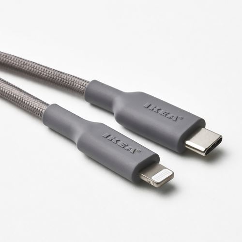 IKEA - LILLHULT, USB-C to lightning cable, grey, 1.5 m