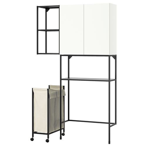 IKEA - ENHET, shelving combination for laundry room and bathroom, white/anthracite, 120x32x204 cm