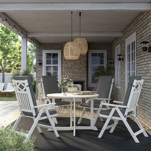 IKEA - BONDHOLMEN, dining table and adjustable chairs, white-beige