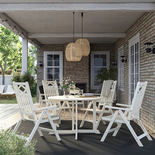 IKEA - BONDHOLMEN, dining table and adjustable chairs, white-beige