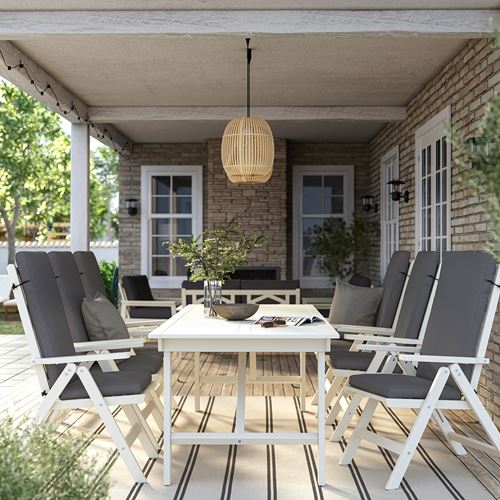 IKEA - BONDHOLMEN, dining table and adjustable chairs, white-beige