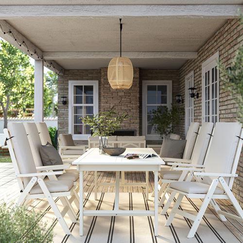 IKEA - BONDHOLMEN, dining table and adjustable chairs, white-beige