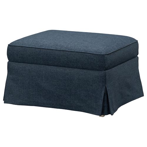 IKEA - EKTORP, armchair and pouffe, kilanda dark blue