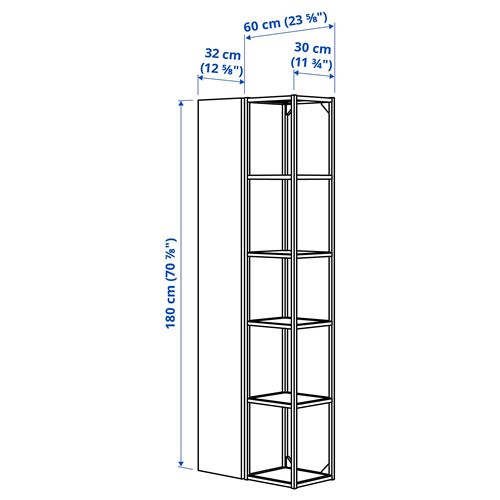 IKEA - ENHET, shelving unit, white-high gloss white, 60x32x180 cm