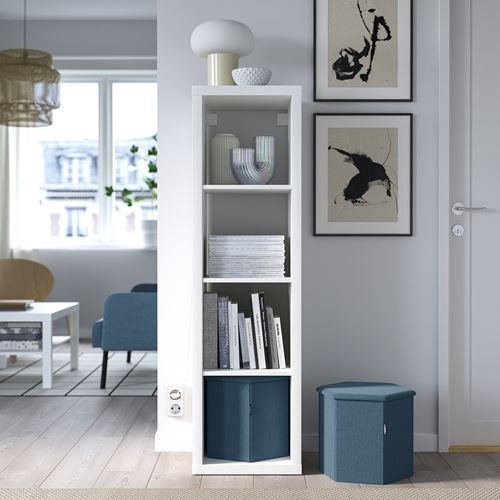 IKEA - KJUGE, pouffe with storage, knisa medium blue