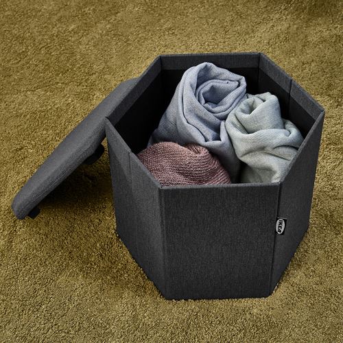 IKEA - KJUGE, pouffe with storage, knisa dark grey