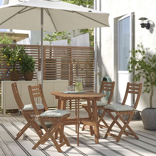 IKEA - ASKHOLMEN, foldable table and foldable chair set, darkbrown