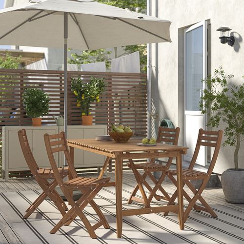 IKEA - ASKHOLMEN, dining table and folding chair set, darkbrown