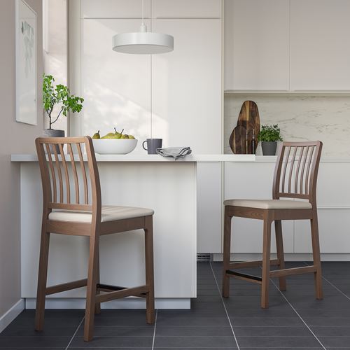 IKEA - EKEDALEN, bar sandalyesi, kahverengi-hakebo bej, 62 cm