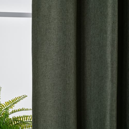 IKEA - ANNAKAJSA, blackout curtain, 1 pair, dark green, 145x300 cm