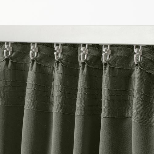 IKEA - ANNAKAJSA, blackout curtain, 1 pair, dark green, 145x300 cm