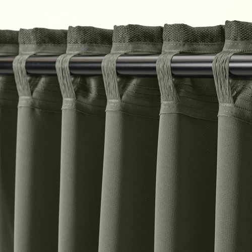 IKEA - ANNAKAJSA, blackout curtain, 1 pair, dark green, 145x300 cm