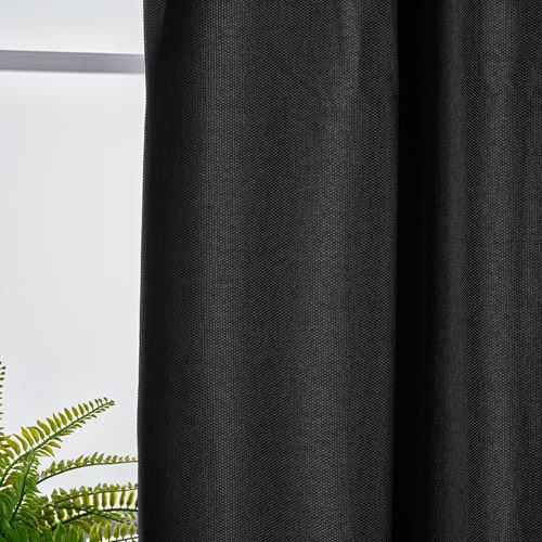 IKEA - ANNAKAJSA, blackout curtain, 1 pair, anthracite, 145x300 cm