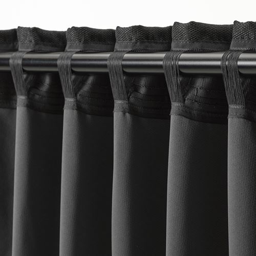 IKEA - ANNAKAJSA, blackout curtain, 1 pair, anthracite, 145x300 cm