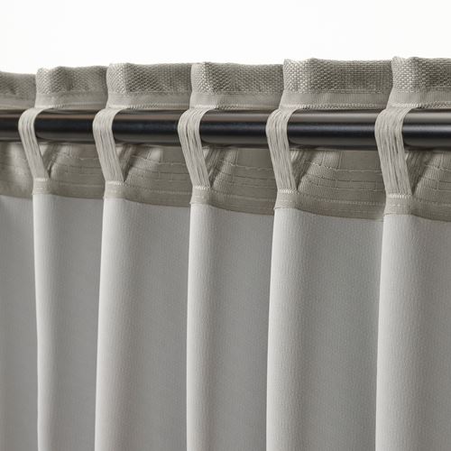 IKEA - ANNAKAJSA, blackout curtain, 1 pair, light grey, 145x300 cm