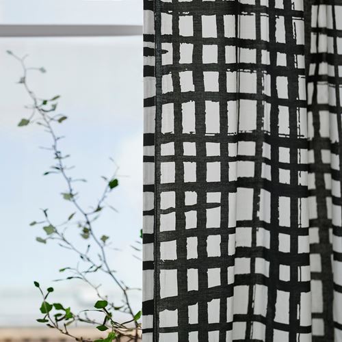 IKEA - GRÖNKATTFOT, background curtain, 1 pair, white/black, 145x300 cm
