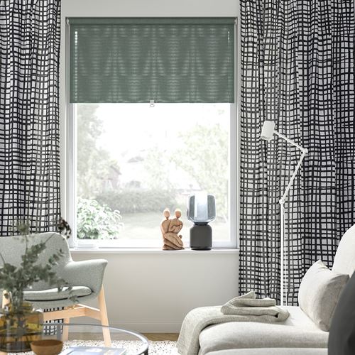 IKEA - GRÖNKATTFOT, background curtain, 1 pair, white/black, 145x300 cm