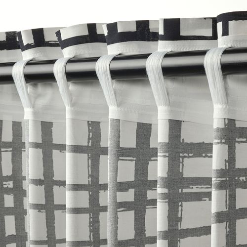 IKEA - GRÖNKATTFOT, background curtain, 1 pair, white/black, 145x300 cm