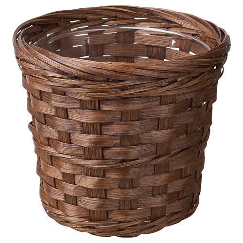 IKEA - KLIBBAL, bamboo plant pot, brown, 9 cm