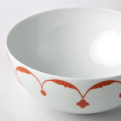 IKEA - GOKVALLA, bowl, white-orange patterned, 22 cm