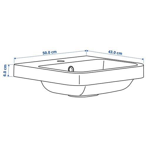 IKEA - BACKSJÖN, yarı gömme lavabo, beyaz, 50x43 cm