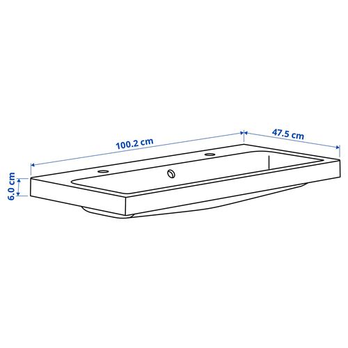 IKEA - BACKSJÖN, lavabo, beyaz, 100x48 cm