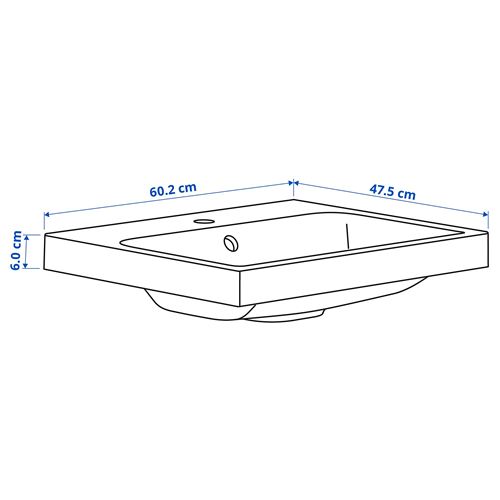 IKEA - BACKSJÖN, lavabo, beyaz, 60x48 cm