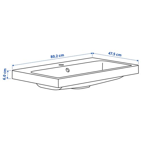 IKEA - BACKSJÖN, wash-basin, white, 80x48 cm