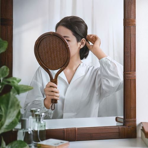 IKEA - KLIBBAL, round mirror, brown, 20x39 cm