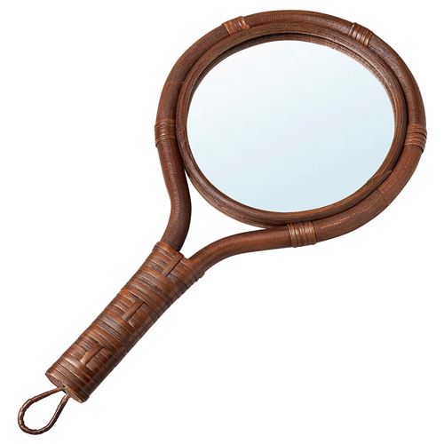 IKEA - KLIBBAL, round mirror, brown, 20x39 cm