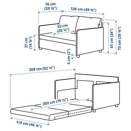 IKEA - FRIDHULT, 2-seat sofa-bed, skiftebo yellow, 119 cm