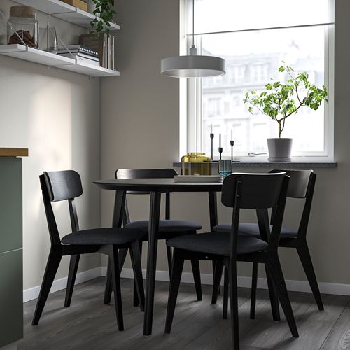 IKEA - LISABO, upholstered wooden chair, black-Tallmyra black grey