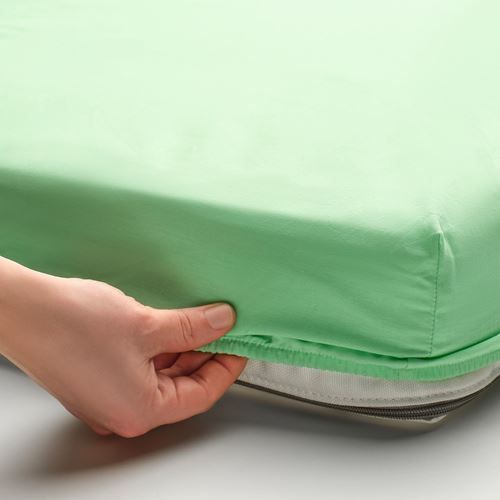 IKEA - GRÖNFINK, quilt cover/pillowcase for cot, green-turquoise, 60x120 cm