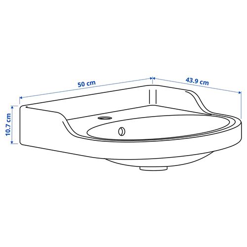 IKEA - RUTSJÖN, semi-recessed wash-basin, white, 50x44 cm