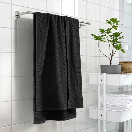 IKEA - GULVIAL, bath sheet, black, 70x140 cm