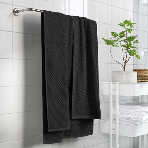 IKEA - GULVIAL, bath sheet, black, 100x150 cm