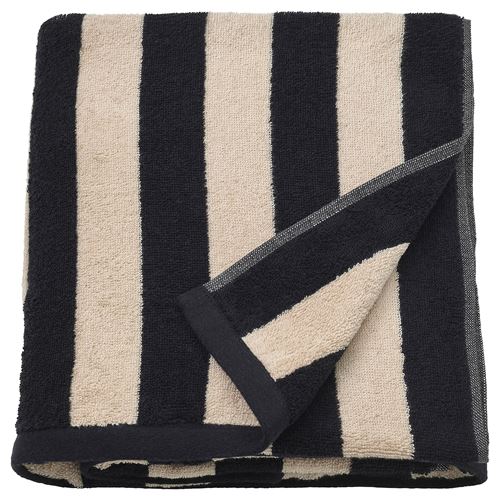 IKEA - SLANHÖSTMAL, bath sheet, black/beige, 100x150 cm