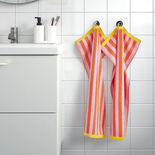 IKEA - SLANHÖSTMAL, hand towel, orange/pink, 40x70 cm