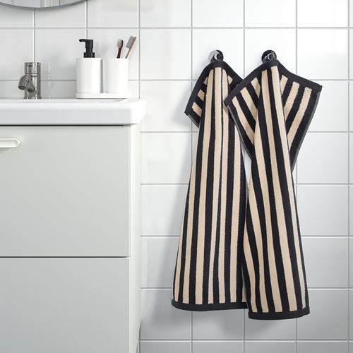 IKEA - SLANHÖSTMAL, hand towel, black/beige, 40x70 cm