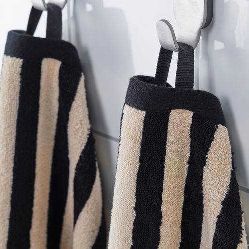 IKEA - SLANHÖSTMAL, hand towel, black/beige, 40x70 cm