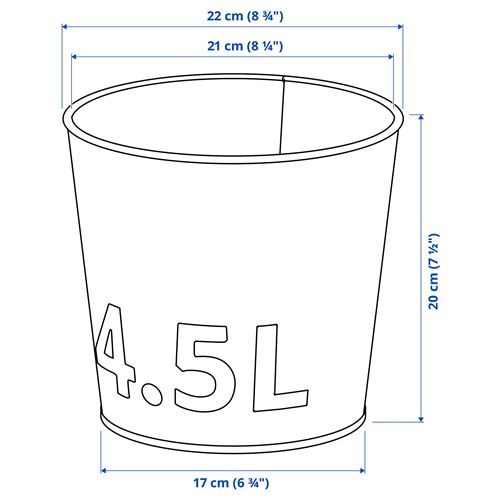 IKEA - AKERBAR, steel plant pot, galvanised, 19 cm