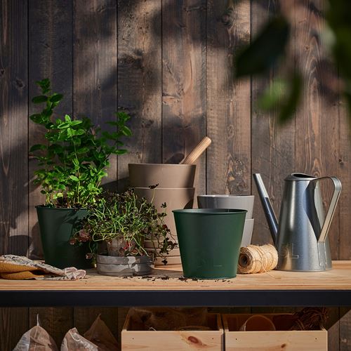 IKEA - AKERBAR, steel plant pot, dark green, 15 cm